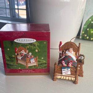 Hallmark Snoozing Santa Retired Ornament - Rare